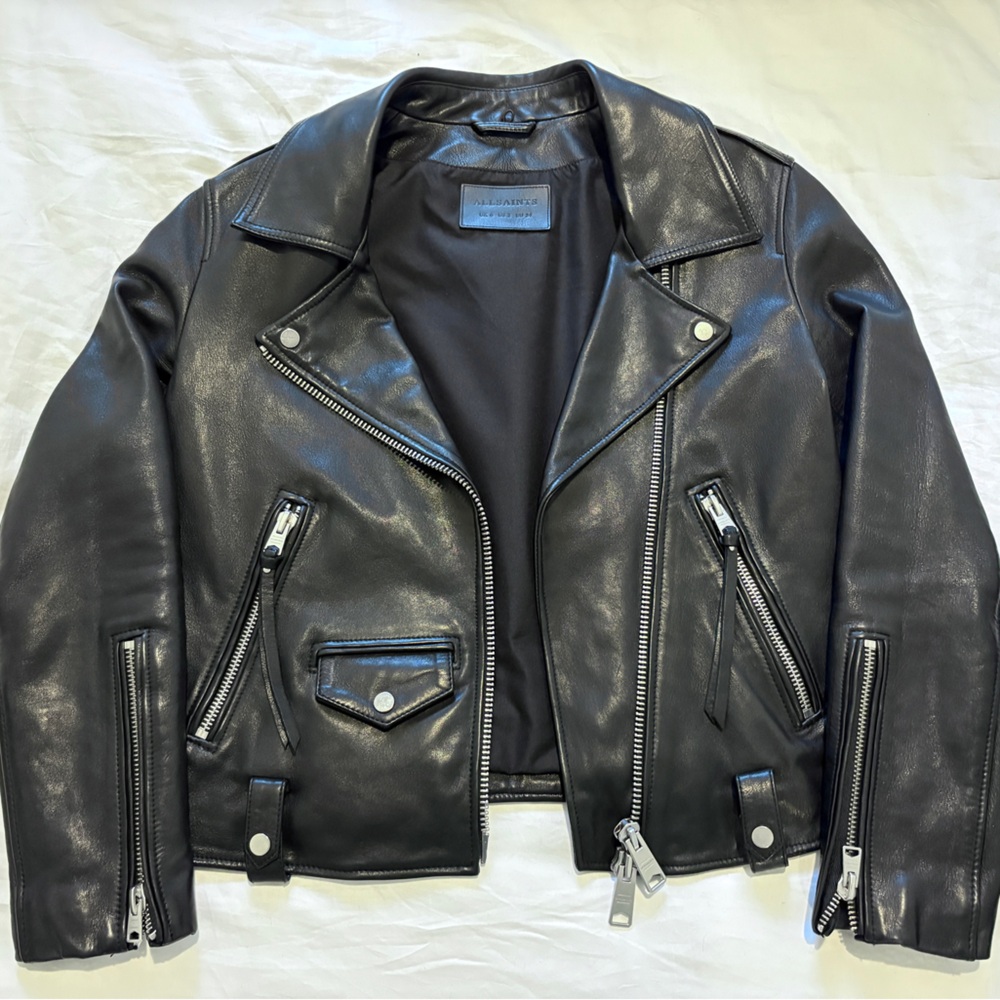 All Saints Black Leather Moto Jacket